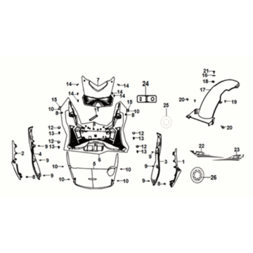 Floor panel - center cover Sym Jet 14 125I LC E5 2021-2024 GRAY (GY-7547UL)