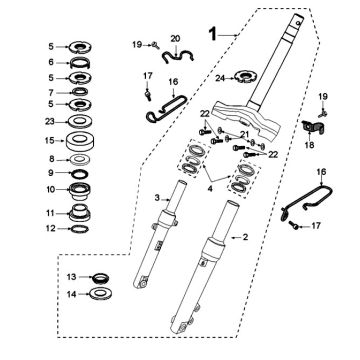 Forks and steering Peugeot Kisbee 2-takt