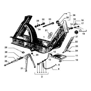Frame - Middenstandaard Piaggio Ciao
