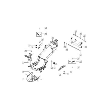 Frame - Motorophanging - Subframe - Voetsteunen Kymco Super8 50 4-takt AC 2009→ rood