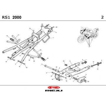 Frame - Achterbrug Rieju RS1 rood-blauw 2001 2-takt