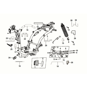 Frame - Motorophanging - Subframe Sym Orbit III 50 4-takt AC Euro 5