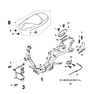 Frame - Zadel Peugeot Elyseo zwart