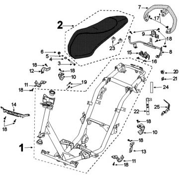 Frame - Zadel Peugeot Kisbee Euro 4