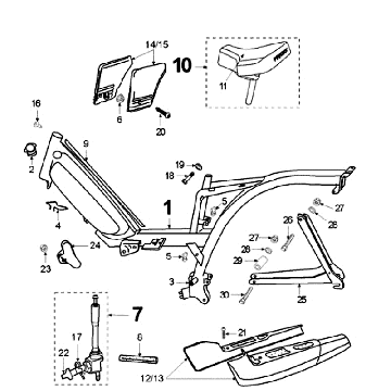 Frame - Zadel Peugeot Vogue Zwart