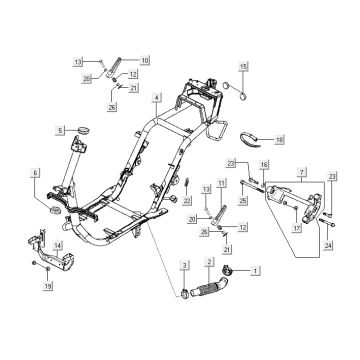 Framedelen Kymco Super9 50 2-takt LC oud model matzwart-rood