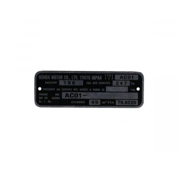Framenummer plaatje ac01 Honda MB5