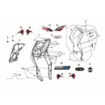 Front cover - front inner box Sym Crox 50 E5 RED/BLACK (R-086/BK-5560S)