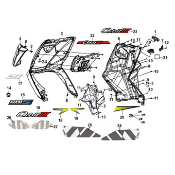 Front cover - front inner box Sym Orbit III 50 E5 White/ Gray (WH-006/GY-419S)