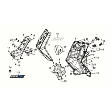 Front cover - front inner box Sym X-Pro 50 E5 Grey (GY-010U)