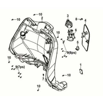 Front inner cover Sym Fiddle IV 125i AC CBS E5 2020-2021 BLACK (BK-7C)