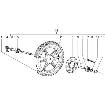 Voorwiel Piaggio Liberty 50 2-takt AC ←2006