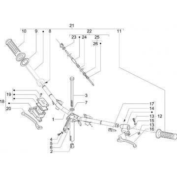 Stuur - Remcilinder - Remhevels - Handvatten Piaggio Zip 2000 2-takt AC
