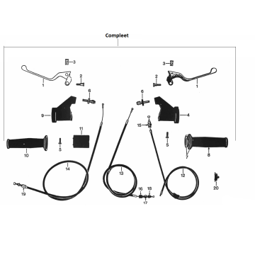 Gaskabel - Remkabel - Koppelingskabel - Remhevels - Handvatten Zundapp KS 50 350-510 luchtgekoeld