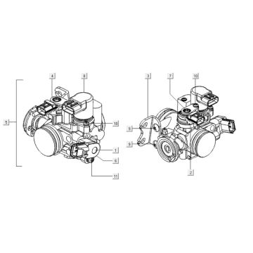 Gasklephuis Kymco Downtown 300i donkergrijs