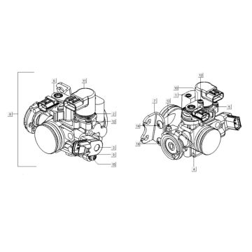 Gasklephuis Kymco Xciting 400i 4-takt LC parelzwart