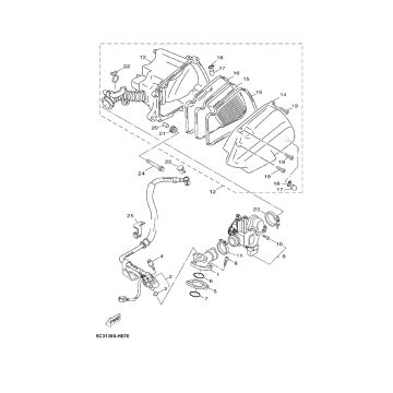 Gasklephuis- Inlaatspruitstuk - Luchtfilter Yamaha Neo's 4-takt 2008→ Gasklephuis Piaggio Zip 4-takt (euro 4 injectie IGET)