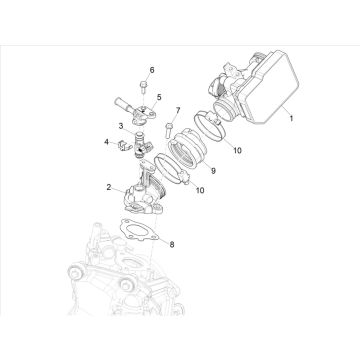 Gasklephuis Vespa GTS 300 HPE 4V ie ABS Euro 4 2019
