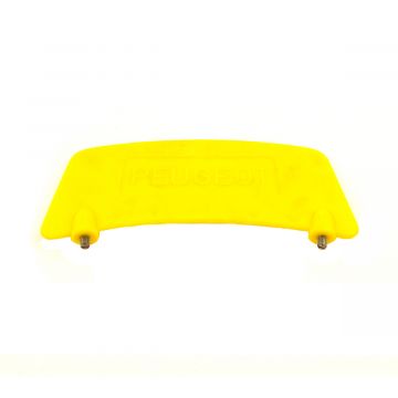 Gele plaat voorspatbord woord (Peugeot) plastic 2 bouten voorspatbord