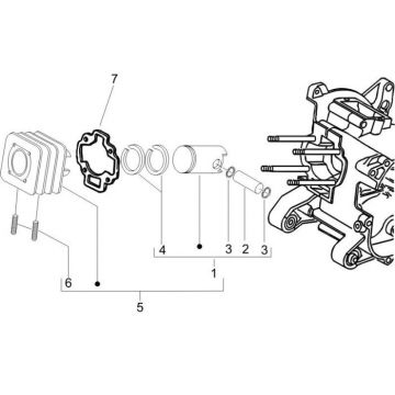 Cilinder - Zuiger Piaggio Zip 2000 2-takt AC