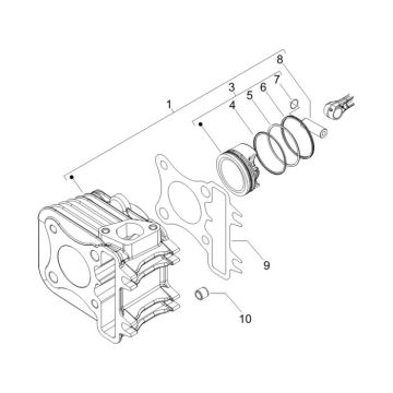 Cilinder - Zuiger Piaggio Fly 50 4-takt AC