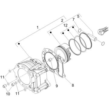 Cilinder - Zuiger Gilera Runner 200 VXR 4-takt LC Euro 3 2006-2007