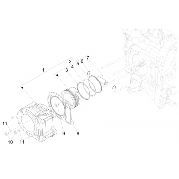 Cilinder - Zuiger Piaggio Beverly 300 HPE 4V ABS Euro 5 2021-2022