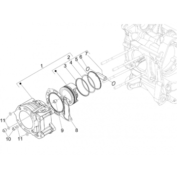 Cilinder - Zuiger Piaggio MP3 300 LT Sport 2009-2014