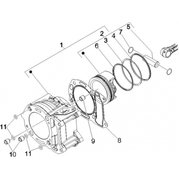 Cilinder - Zuiger Vespa GTS 250 ie 2005-2016 (zonder ABS)