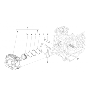 Cilinder - Zuiger  Vespa Sprint 50 4-takt IGET 3V Euro 5