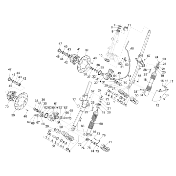 Voorvork - Balhoofdstel Vespa GTS 250 ie 2005-2016 (zonder ABS)
