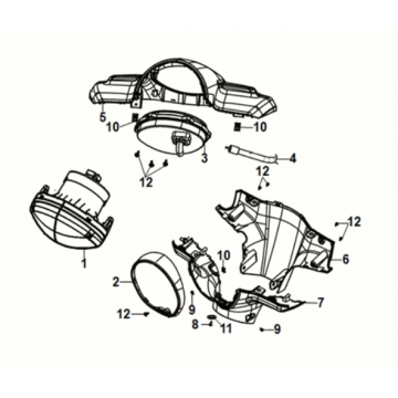 Handle cover head light Sym Fiddle IV 50 E5 Gray (GY-430C)