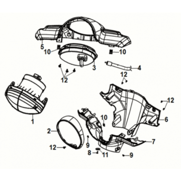 Handle cover head light Sym Fiddle IV 50 E5 White (WH-8028P)
