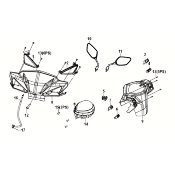 Handle cover Sym E-XPRO 45KM/U 2020-2021 Black (BK-001C)