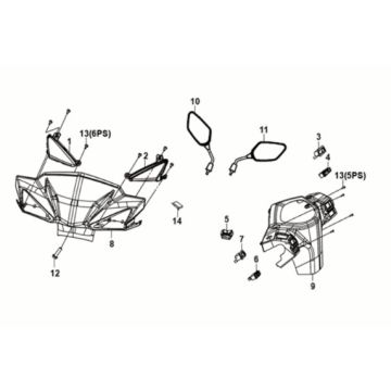 Handle Pipe - Handle Cover Sym Orbit III 125i E5 Blue/Gray (BU-300S/GY-7450U)
