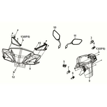 Handle Pipe - Handle Cover Sym Orbit III 125i E5 Black (BK-007U)