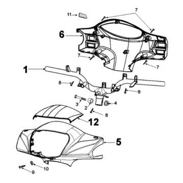 Handlebars Peugeot Tweet 125 EFI YO N SBC E4 2018-2020 JET BLACK (M7)