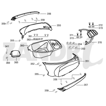 Helmbak - Motorschermen - Achterdrager BTC Riva Sport pantone blauw