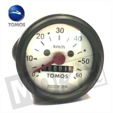 KM TELLER KLOK TOMOS A35 ROND 60mm 60kmh WIT ORG