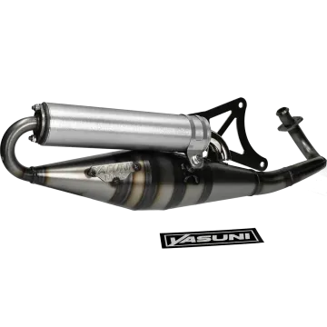 Uitlaat Yasuni Z blank/aluminium Piaggio 50cc 2-takt Zip/Runner/GP1/Sportcity/Scarabeo/SR/Atlantis/DNA/Easy Moving/Stalker/Torpedo/Storm/Diesis/Fly/Liberty/NRG/NTT/Typhoon tub418