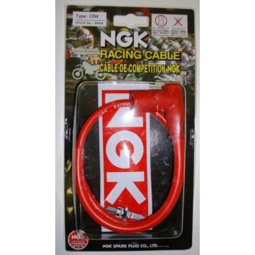 Bougiedop/bougiekap met kabel 50cm/dikte 7mm  -TNT Racing-silicone race universeel rood 90graden