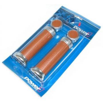 Handvatset Retro look aluminium licht cognac