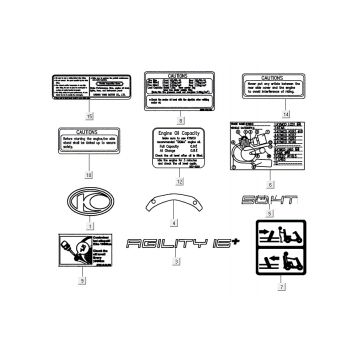 Emblemen - Stickers Kymco Agility 16'+ 4-takt glans zwart