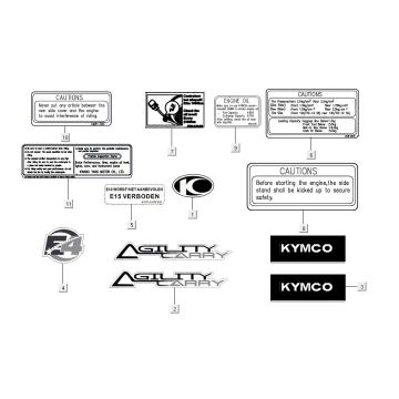 Emblemen - Stickers - Logo Kymco Carry 50i 4-takt AC Euro 4 glanszwart