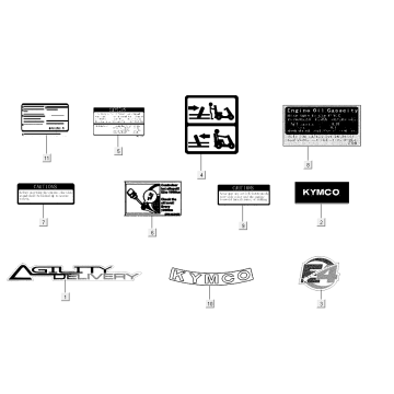 Emblemen - Stickers - Logo Kymco Agility Delivery 50i 4-takt AC Euro 4 zwart