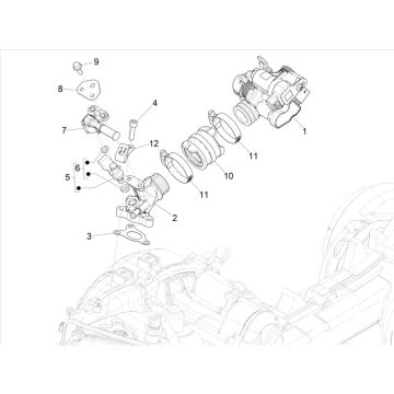 Gasklephuis - Injector - Inlaatspruitstuk Piaggio Zip 50 4-takt IGET 3V AC Euro 5