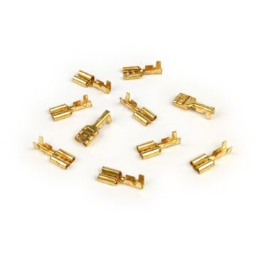 Kabelschoen platte houder 6,3 mm diameter = 1,0-1,5 vierkante mm DIN 46340 10 stuks.