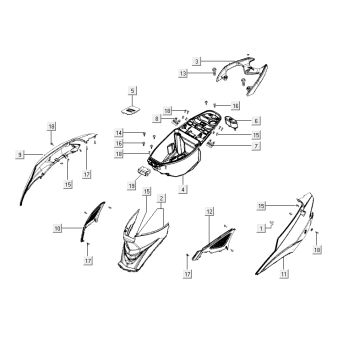 Kappen - Beplating achterzijde Kymco Agility RS 4-takt wit 09 Kappen - Beplating achterzijde Kymco Agility RS 4-takt wit 09