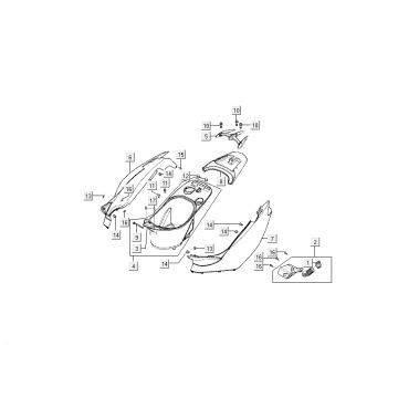 Kappen - Beplating achterzijde Kymco Super9 50 2-takt AC 2000-2002 sportblauw
