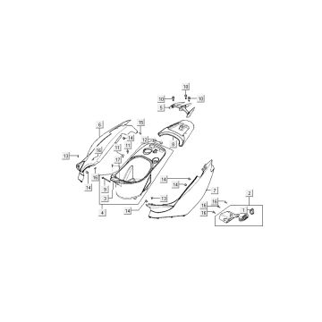 Kappen - Beplating achterzijde Kymco Super9 2-takt nieuw model zilver